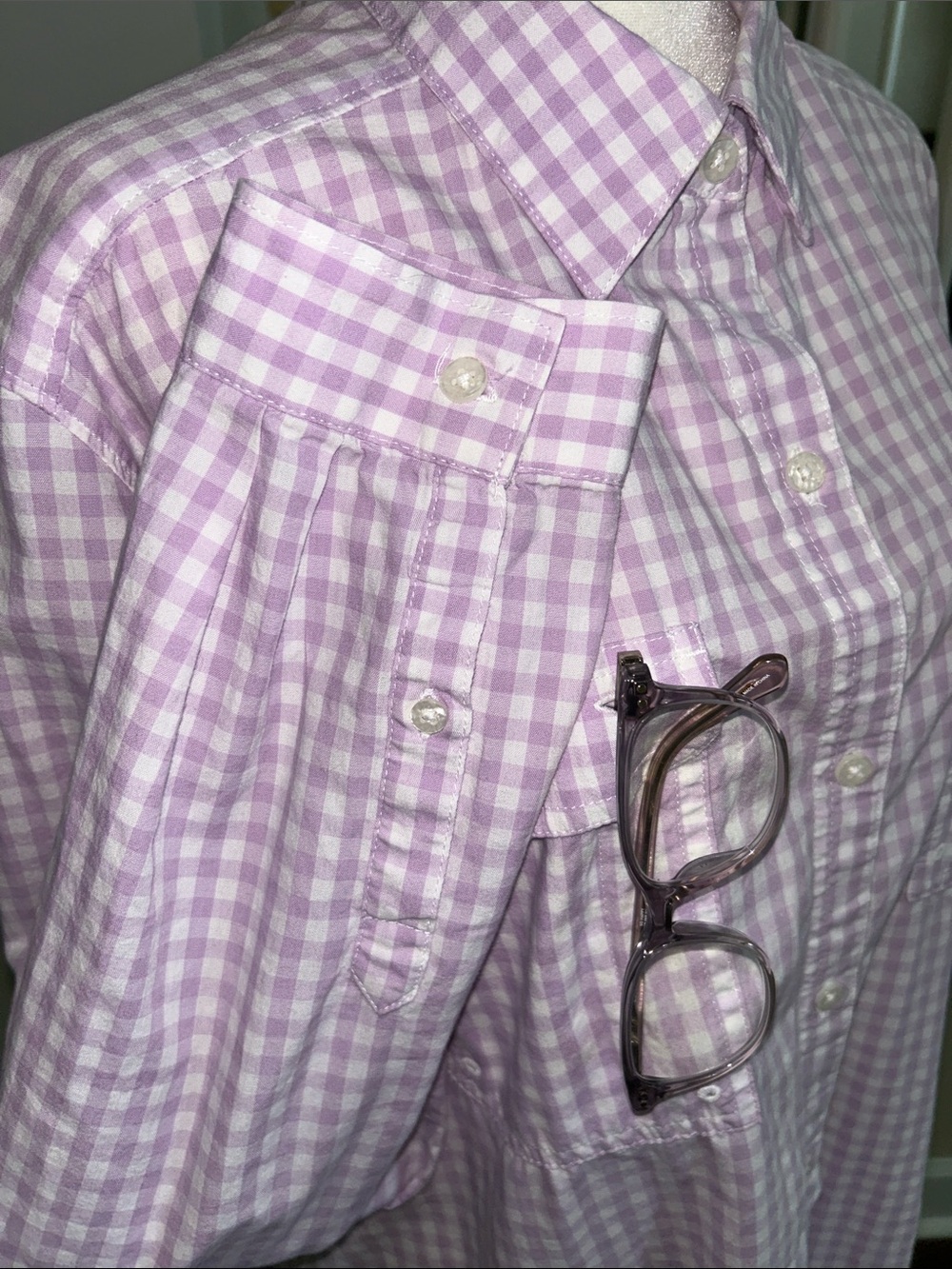 Columbia PFG Women's Lavender Gingham Button-Up Shirt. Great shape. Size XL - Picture 5 of 9